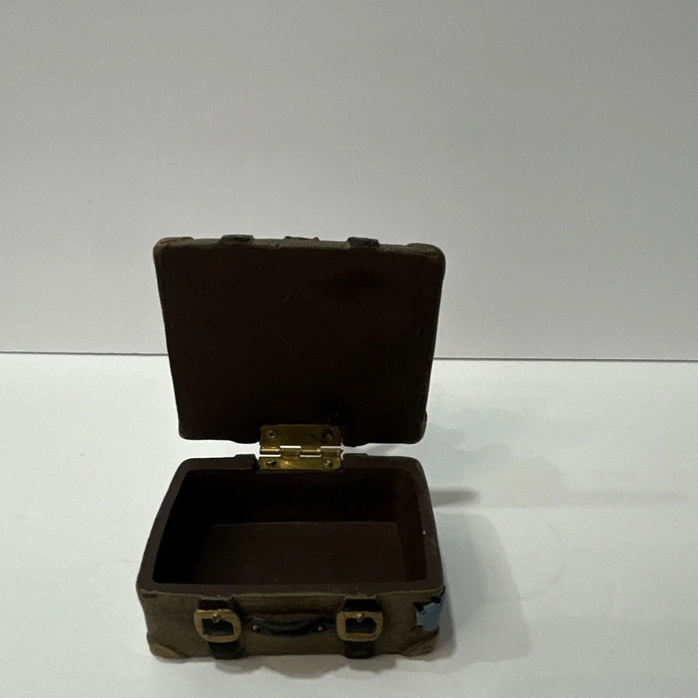 Teddy Bear on Suitcase Hinged Collectible Decorative Trinket Box